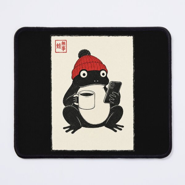 Artikelvorschau, Frosch-Illustration: Gemütlicher Winterkaffee und Telefon entworfen und verkauft von ROUX-ART.