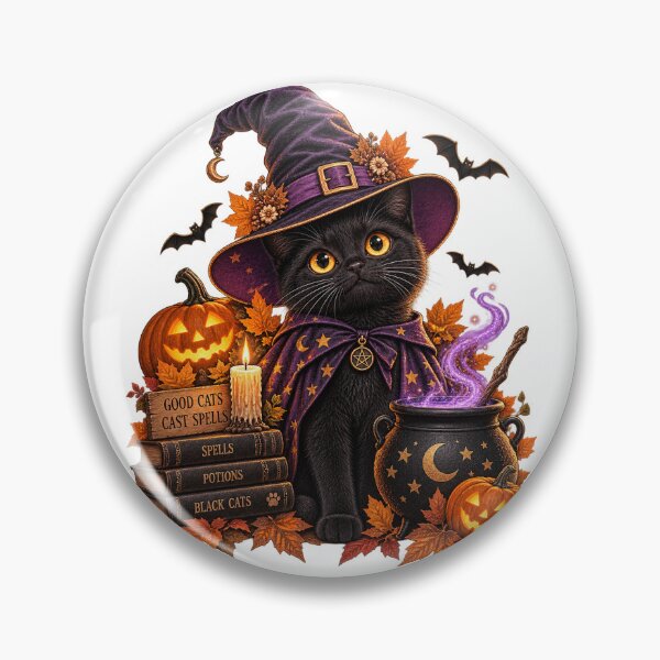 Item preview, Black Cat Witch – Cute Witchy Cat Halloween designed and sold by Nexavri Art.