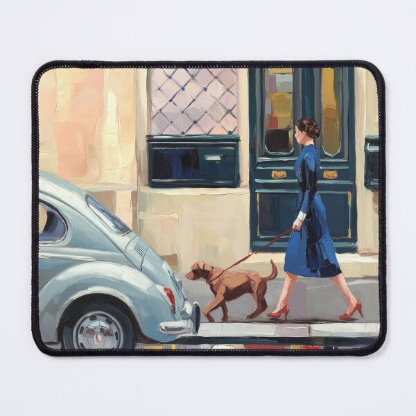 Item preview, Vintage European Travel Art Print Blue Dress Red Shoes Car designed and sold by CARRAANN.