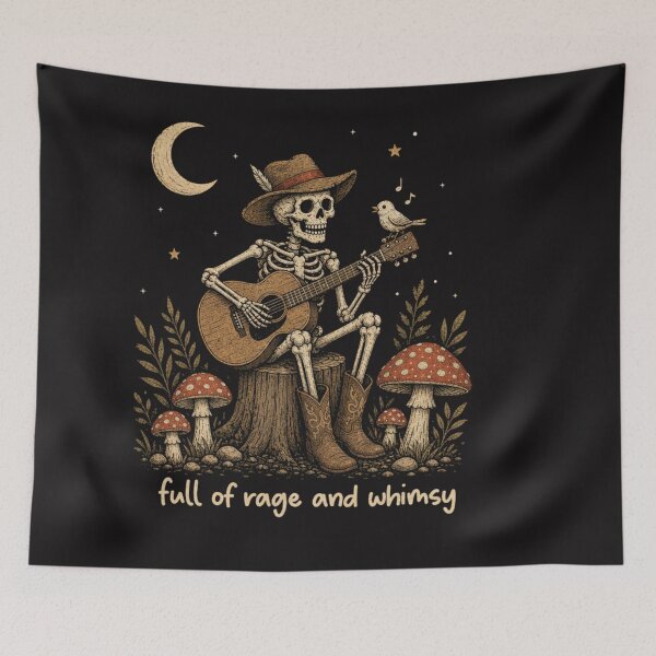 Item preview, Full of Rage and Whinny Funny Skeleton Cowboy Guitar Western designed and sold by Clairenity Studio.