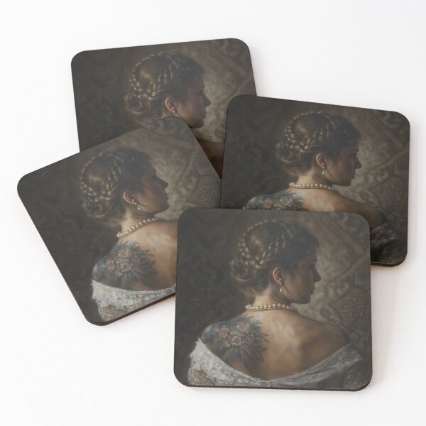 Item preview, Gothic Woman With Back Floral Tattoo Painting designed and sold by DarkHolyQueen.