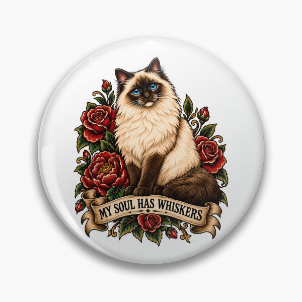 Item preview, My Soul Has Whiskers Siamese Traditional Tattoo Art designed and sold by Old's Cool Cat Studio.