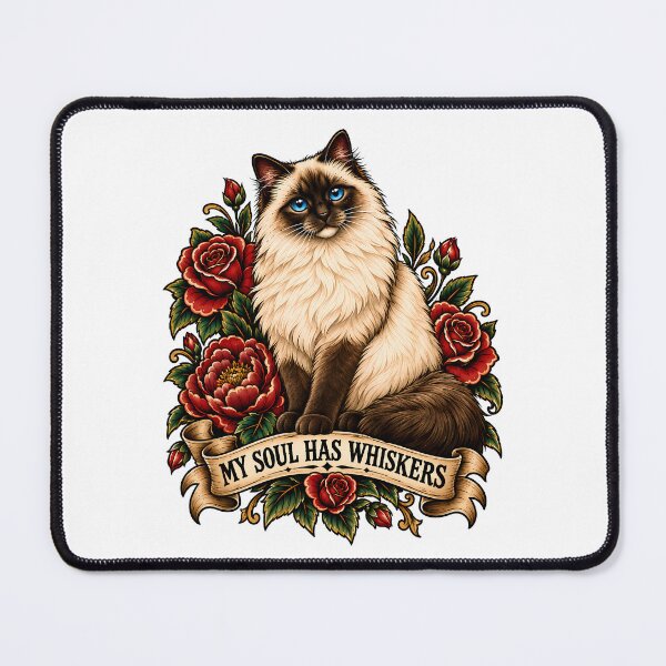 Item preview, My Soul Has Whiskers Siamese Traditional Tattoo Art designed and sold by Old's Cool Cat Studio.