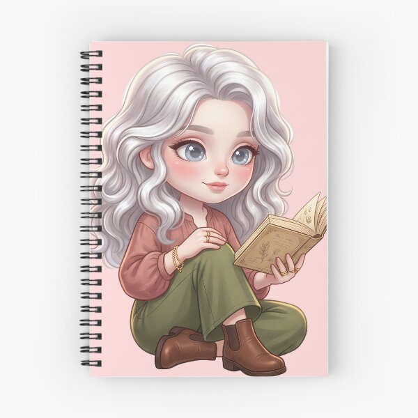 Item preview, Cute Silver Hair Chibi Girl Reading Book designed and sold by taogiauco.