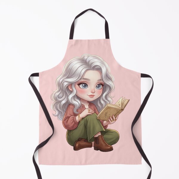 Item preview, Cute Silver Hair Chibi Girl Reading Book designed and sold by taogiauco.