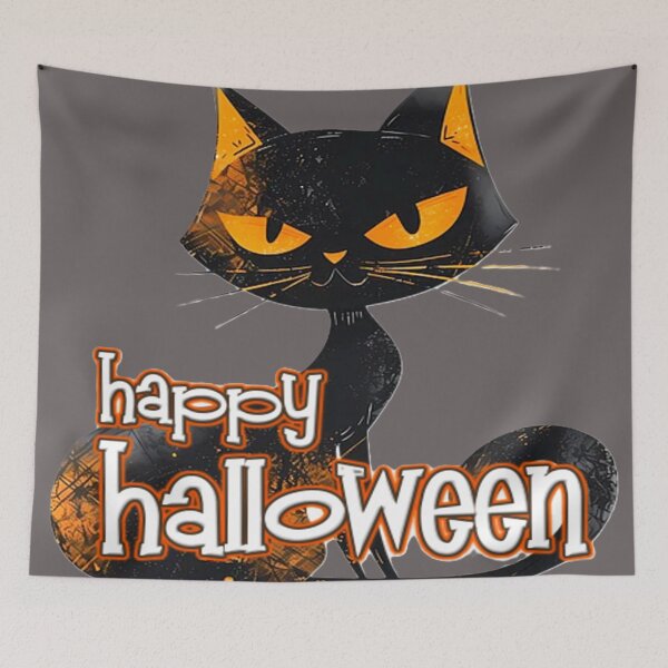 Item preview, happy halloween black orange cat colorful halloween design designed and sold by SmashingDeals.