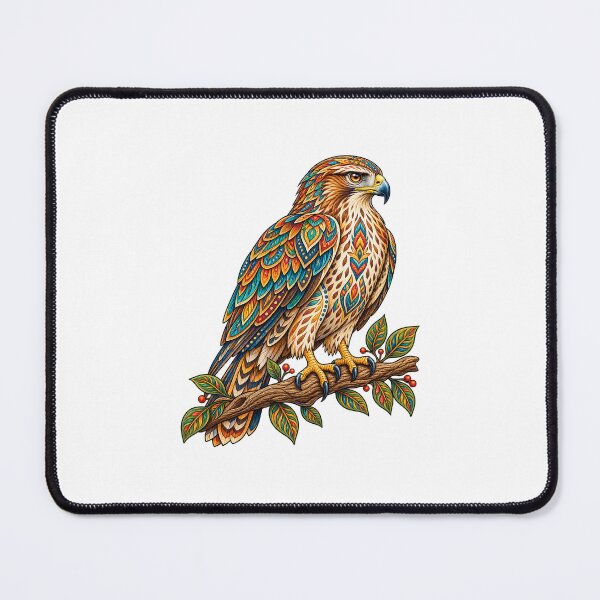 Item preview, Colorful Bohemian Hawk – Ornamental Raptor Art designed and sold by PeanutGalSean.