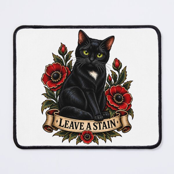Item preview, Leave A Stain Black Cat Traditional Tattoo Art designed and sold by Old's Cool Cat Studio.