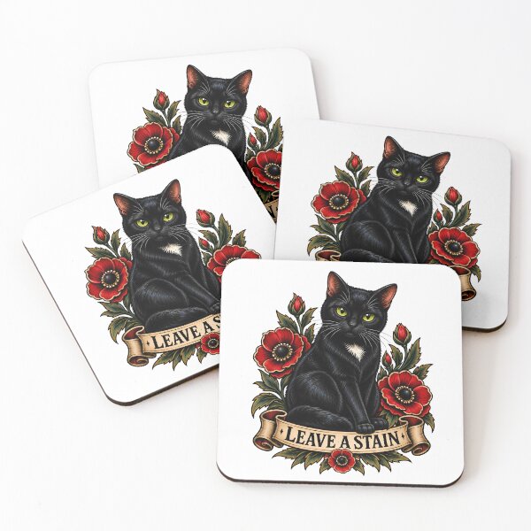Item preview, Leave A Stain Black Cat Traditional Tattoo Art designed and sold by Old's Cool Cat Studio.