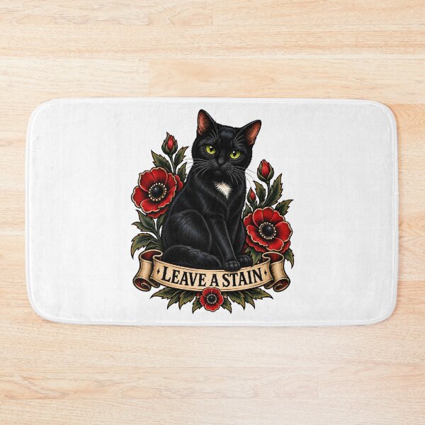 Item preview, Leave A Stain Black Cat Traditional Tattoo Art designed and sold by Old's Cool Cat Studio.