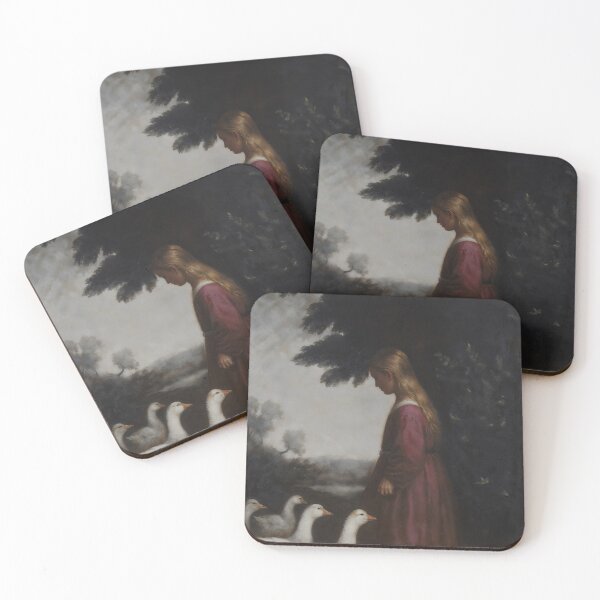 Item preview, Gothic Young Girl With White Geese Painting designed and sold by DarkHolyQueen.