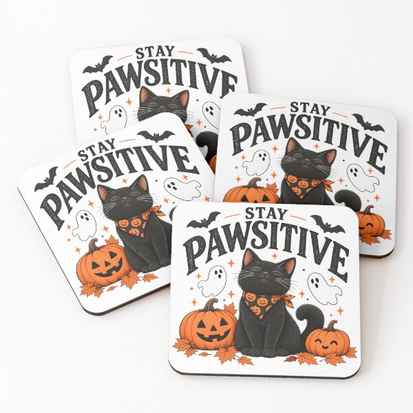 Item preview, Stay Pawsitive Cute Black Cat Halloween designed and sold by AhmedAlbb.
