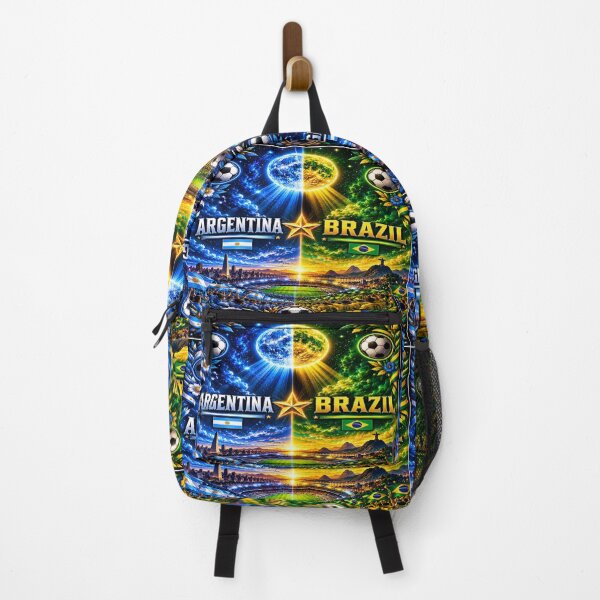 Item preview, Brazil vs Argentina Football Poster – Cosmic Neon Soccer Rivalry Art designed and sold by Nexus Space.