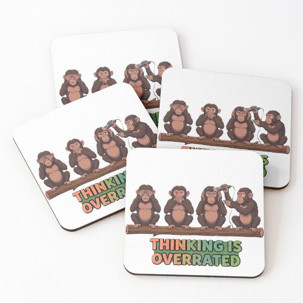 Item preview, Thinking Is Overrated Funny Monkey Barber Meme designed and sold by Surviving Monday Club.