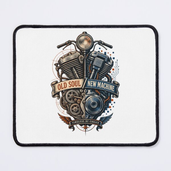 Item preview, Old Soul New Machine Vintage Motorcycle Engine Art designed and sold by TorqueTheoryLab.