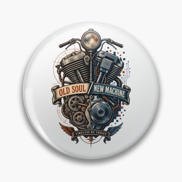 Item preview, Old Soul New Machine Vintage Motorcycle Engine Art designed and sold by TorqueTheoryLab.