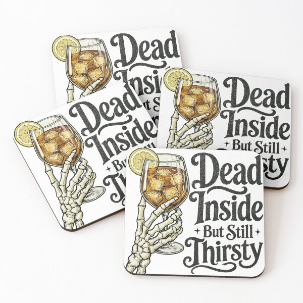Item preview, Funny Skeleton Hand Dead Inside But Still Thirsty Quote designed and sold by digital.stickerperso.com.
