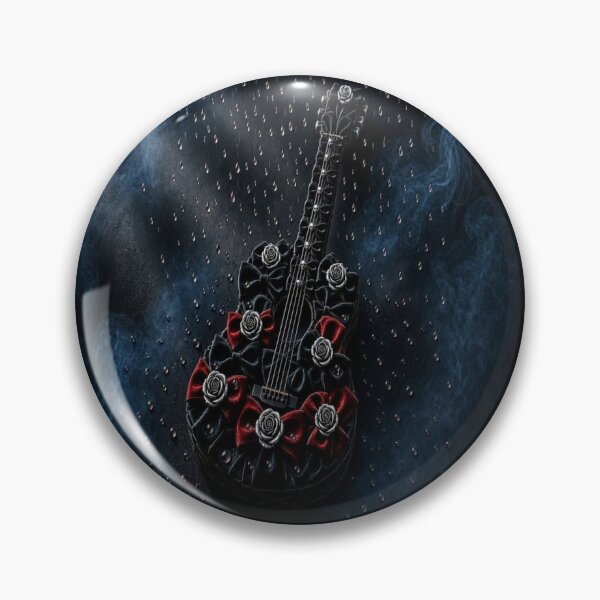Item preview, Gothic Acoustic Guitar with Red Ribbon Roses - Dark Aesthetic Art designed and sold by Breezes-of-Ida.