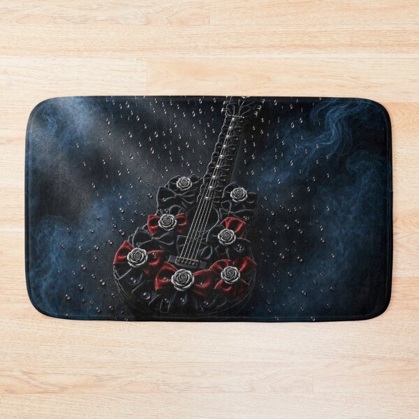 Item preview, Gothic Acoustic Guitar with Red Ribbon Roses - Dark Aesthetic Art designed and sold by Breezes-of-Ida.