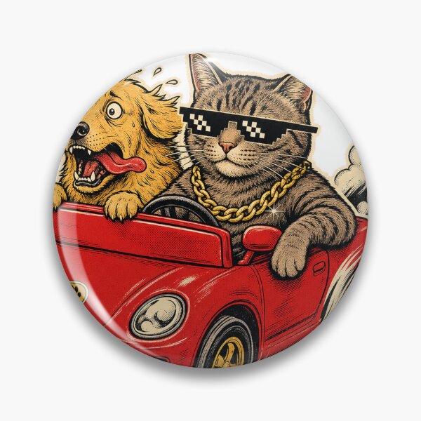 Item preview, Get In Loser Cool Cat Driving Panicked Dog Retro Meme T-Shirt Design designed and sold by KIDEnia.