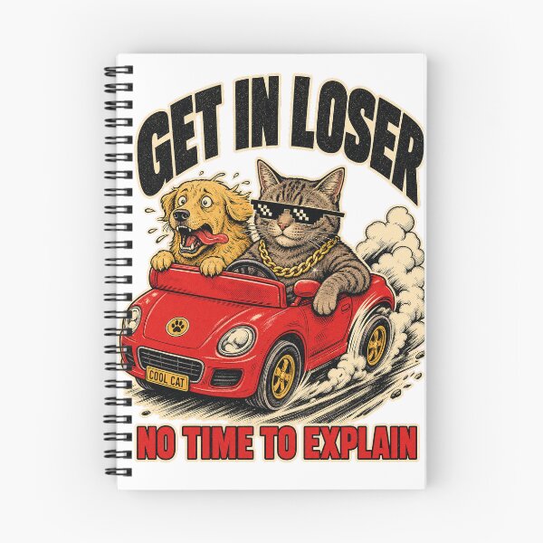 Item preview, Get In Loser Cool Cat Driving Panicked Dog Retro Meme T-Shirt Design designed and sold by KIDEnia.
