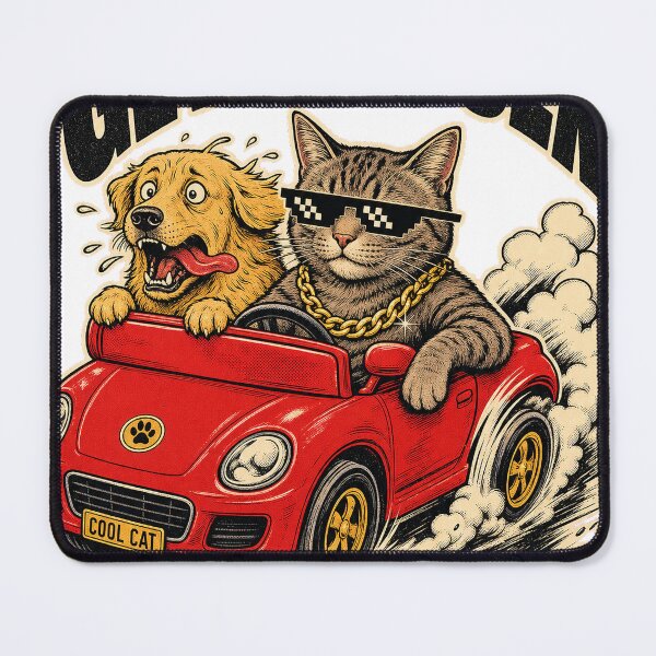 Item preview, Get In Loser Cool Cat Driving Panicked Dog Retro Meme T-Shirt Design designed and sold by KIDEnia.