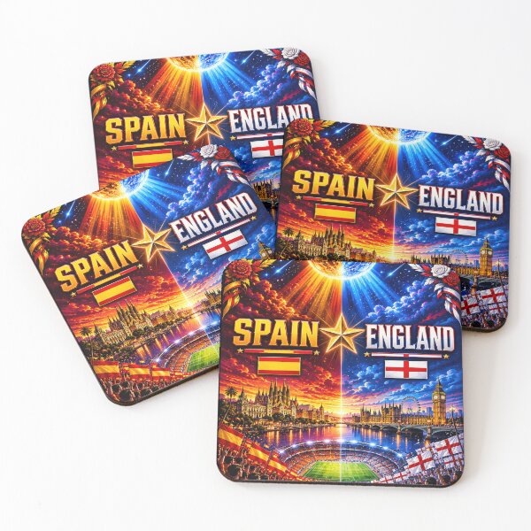 Item preview, Spain vs England football match poster/cosmic neon football rival art poster designed and sold by Nexus Space.