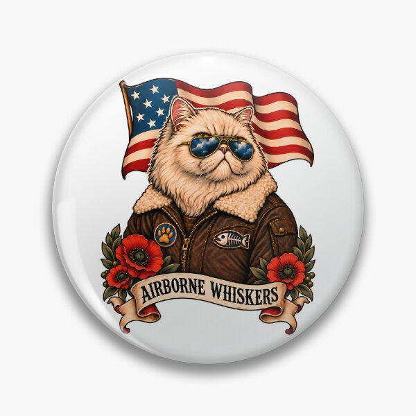Item preview, Airborne Whiskers Cat Pilot Tattoo designed and sold by Old's Cool Cat Studio.