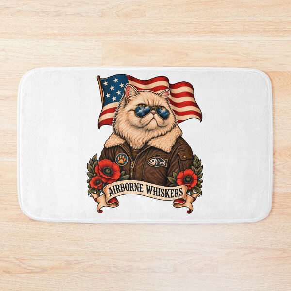 Item preview, Airborne Whiskers Cat Pilot Tattoo designed and sold by Old's Cool Cat Studio.