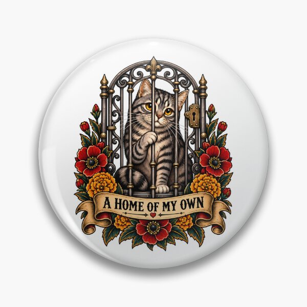 Item preview, A Home Of My Own Sad Cat Traditional Tattoo Art designed and sold by Old's Cool Cat Studio.