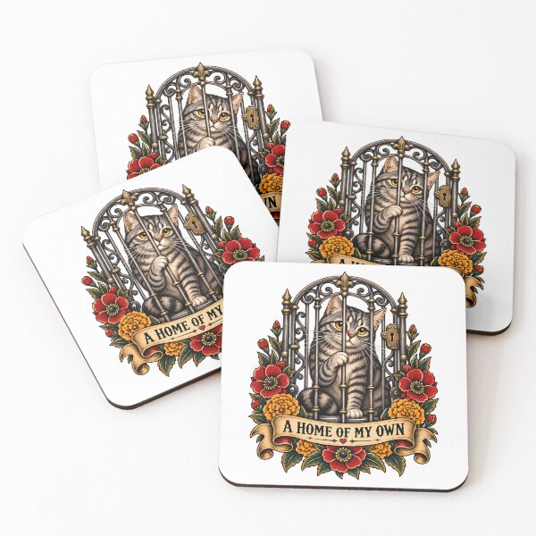 Item preview, A Home Of My Own Sad Cat Traditional Tattoo Art designed and sold by Old's Cool Cat Studio.