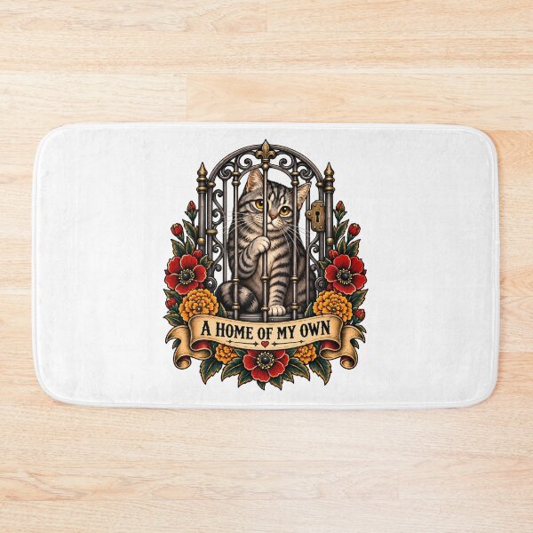 Item preview, A Home Of My Own Sad Cat Traditional Tattoo Art designed and sold by Old's Cool Cat Studio.