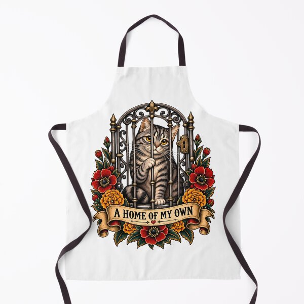 Item preview, A Home Of My Own Sad Cat Traditional Tattoo Art designed and sold by Old's Cool Cat Studio.