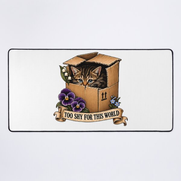 Item preview, Cute Shy Kitten In Box Traditional Tattoo Art designed and sold by Old's Cool Cat Studio.