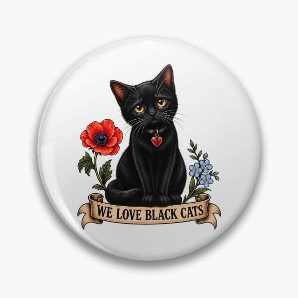 Item preview, Cute Black Cat We Love Black Cats Tattoo designed and sold by Old's Cool Cat Studio.