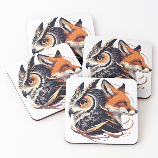 Item preview, Wise Owl and Clever Fox Vector Emblem Design - Dual Animal Portrait Illustration designed and sold by Nubian Style.