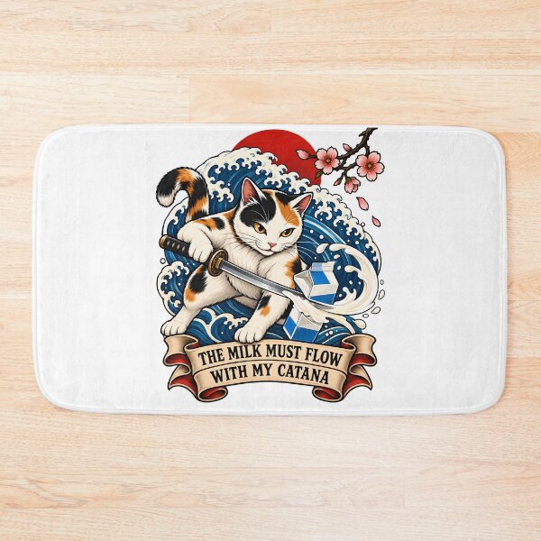 Item preview, Samurai Catana Milk Flow Japanese Tattoo designed and sold by Old's Cool Cat Studio.