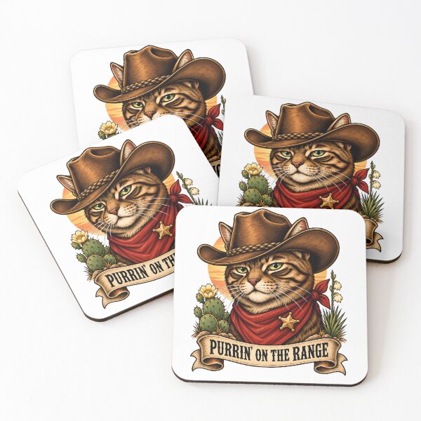 Item preview, Purrin' On The Range Western Cowboy Cat Tattoo designed and sold by Old's Cool Cat Studio.