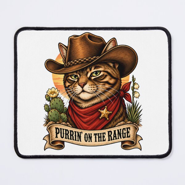Item preview, Purrin' On The Range Western Cowboy Cat Tattoo designed and sold by Old's Cool Cat Studio.