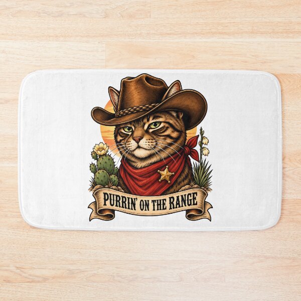 Item preview, Purrin' On The Range Western Cowboy Cat Tattoo designed and sold by Old's Cool Cat Studio.