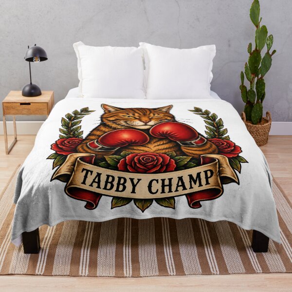 Item preview, Tabby Champ Boxing Cat Tattoo designed and sold by Old's Cool Cat Studio.