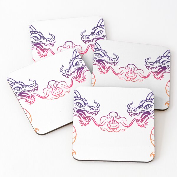 Item preview, A vibrant line drawing of a gradient dragons designed and sold by BUTTER7FLY.
