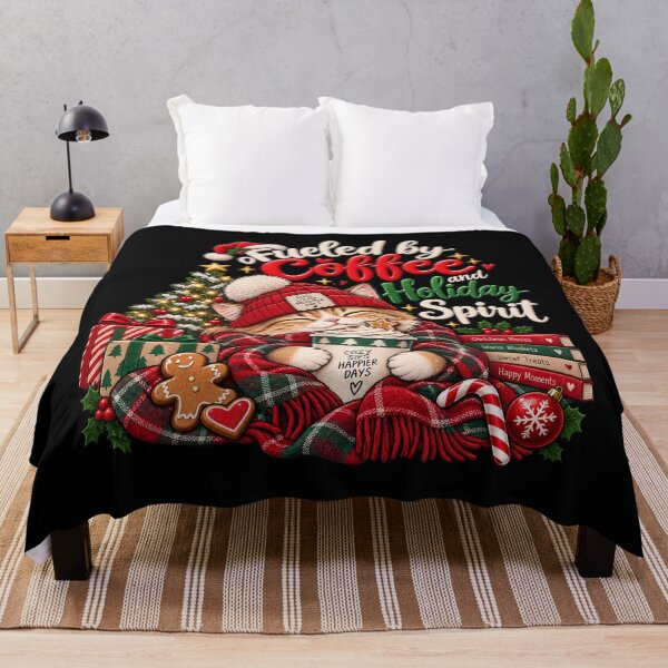 Item preview, Fueled by Coffee and Holiday Spirit – Christmas Cat designed and sold by lbenoraib.