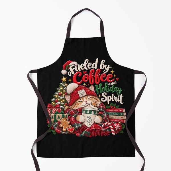 Item preview, Fueled by Coffee and Holiday Spirit – Christmas Cat designed and sold by lbenoraib.