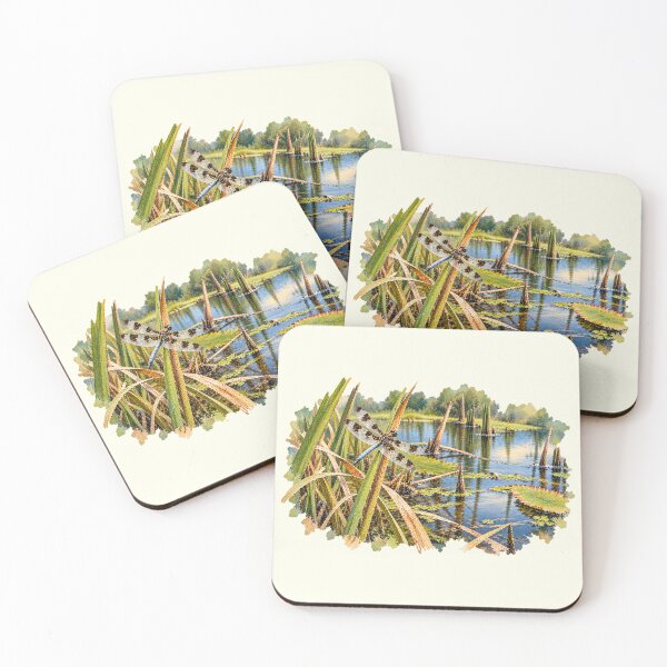 Item preview, Twelve-Spotted Skimmer at the Water's Edge | Wetland Art designed and sold by SusanSweetArt.