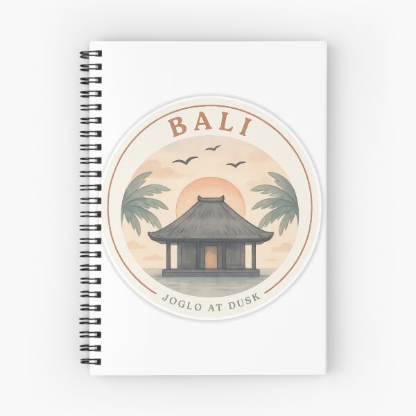 Item preview, Bali Joglo at Dusk — Warm Circular Badge Illustration designed and sold by Shutter-Dragon.