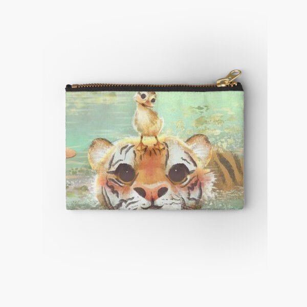 Item preview, Beautiful Pastel Water Color Art of Tiger Helping Baby Chick Cross a Pond Design designed and sold by MakersFolly.
