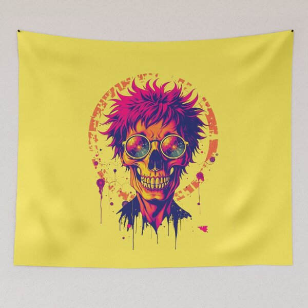 Item preview, Psychedelic Skull Trippy Neon Cosmic Glasses Art designed and sold by ERODED SELF.