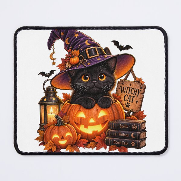 Item preview, Witchy Cat – Cute Black Cat Witch Halloween designed and sold by Nexavri Art.