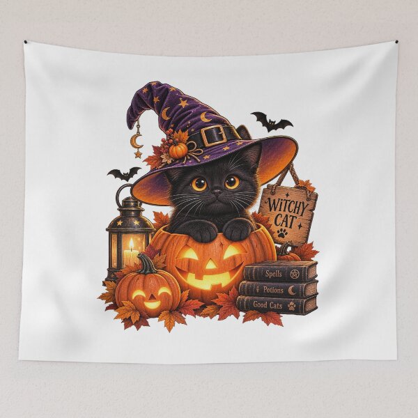 Item preview, Witchy Cat – Cute Black Cat Witch Halloween designed and sold by Nexavri Art.